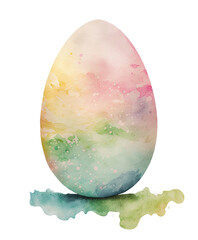 Painting of a simple easter egg with a colorful pattern. Generative AI