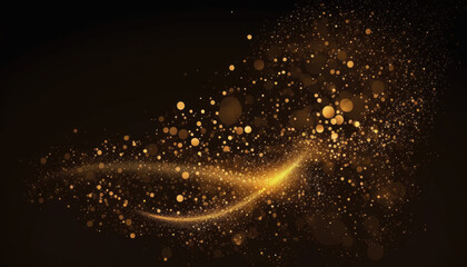 Sparkling, Air Floating and Golden Magical Particles. Generative AI.