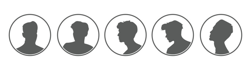 Set of men avatars in flat style. Vector illustration. Male faces.