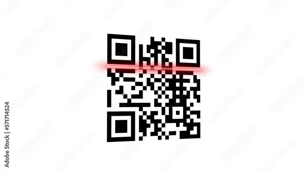 Wall mural qr code being scanned with a red laser. seamless looping animation of electronic qr code scanner pro