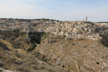Fototapeta na wymiar View to Gravina di Matera and old town of Matera, Italy