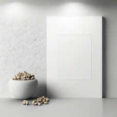 Mockup photo frame, cashews and stones AI Generaion