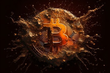 Bitcoin die beliebteste Kryptowährung, dezentral und eine moderne Technologie. 
 - obrazy, fototapety, plakaty