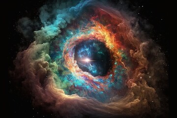Illustration of a colorful endless big nebula space galaxy. Generated with AI. Suitable for background
