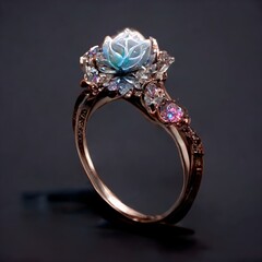 A beautiful wedding ring in the shape of a beautiful bright rose.