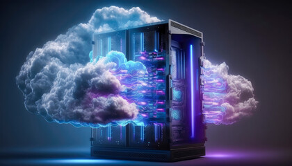 Cloud computing technology concept. Futuristic illustration. AI generated - obrazy, fototapety, plakaty
