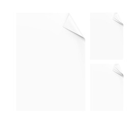 Three sheets with a curved edge. Vector illustration isolated on white background. Template for your presentation. EPS10.