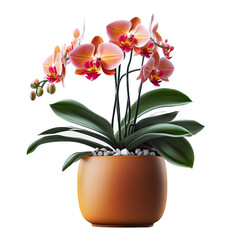 Potted orchid blooming High-Resolution Digital Illustration, Transparent Background, Generative AI