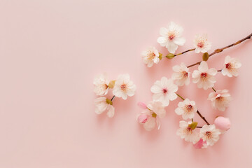 Fototapeta na wymiar Sakura Blossom Background - Delicate sakura flowers against a soft pastel background - Generative AI technology