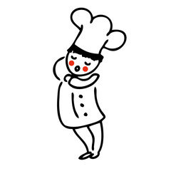 Hand drawn cute sleepy cook in doodle style. Perfect design for any purposes. Isolated vector illustration.