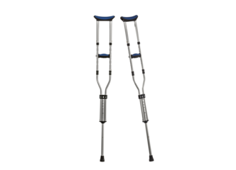 Adjustable metal crutches isolated with cut out background.