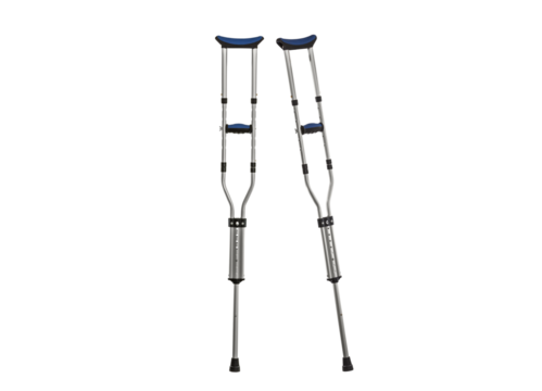 Adjustable metal crutches isolated with cut out background.