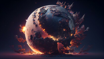 last seconds of a planet destruction, Satellite Imagery, Beautiful Lighting, VFX, insanely detailed and intricate, hypermaximalist, elegant, ornate, hyper realistic, super detailed AI Generated