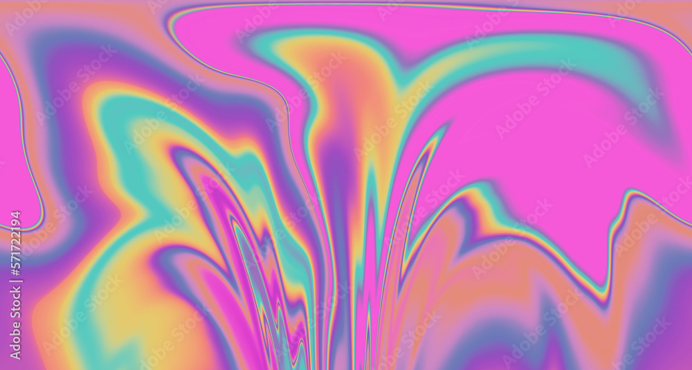 Poster Abstract psychedelic colorful background with warped and distorted lines. 