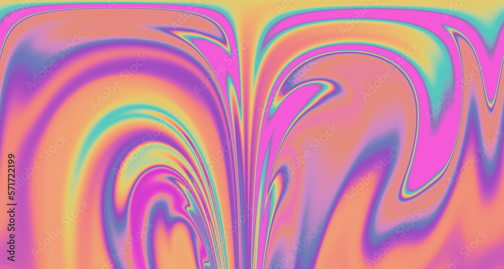 Poster op-art pattern with holographic gasoline like stains and leaks. rainbow multicolored abstract backgr