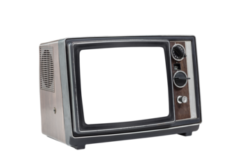 Little old television set isolated with cut out screen and background.