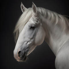 Generative AI. Portrait of a white horse