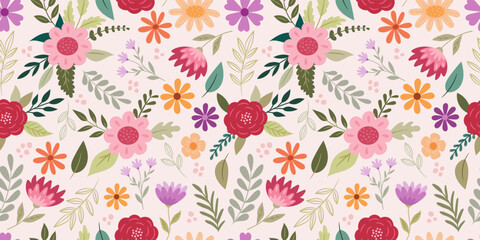 Fototapeta na wymiar Spring summer floral pattern