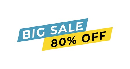 Banner sale discount up to 80 percent off isolated on white background. Suitable for marketing, promotion, business, announcements and advertising.