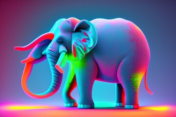 Obraz premium elephant with rainbow - Generate AI