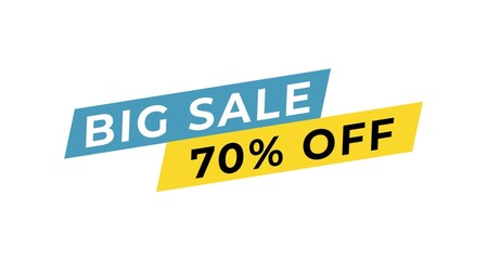 Banner sale discount up to 70 percent off isolated on white background. Suitable for marketing, promotion, business, announcements and advertising.