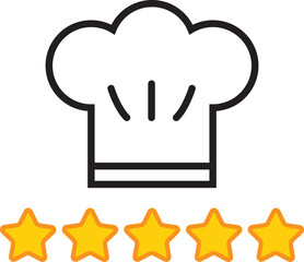 5-star rating food restaurant vector flat illustration.