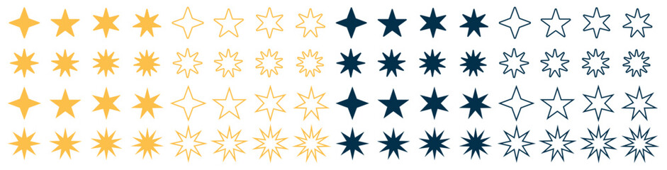Star vector collection. Golden and Black set. Stars in flat style.