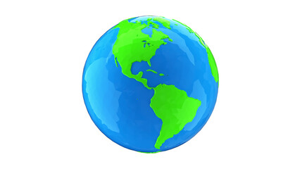 Low poly model of the earth globe on a white background.