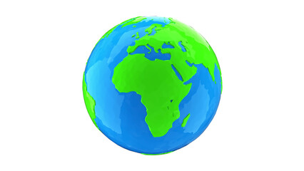 Low poly model of the earth globe on a white background.