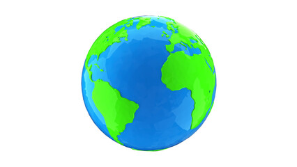Low poly model of the earth globe on a white background.