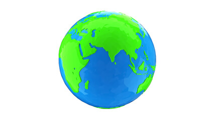 Low poly model of the earth globe on a white background.