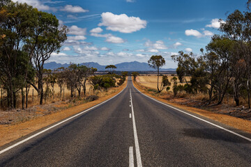 Road to the rocky mountains Stirling Range or Koikyennuruff landscape scenery, beautiful mountain National Park in Western Australia, with the highest peak Bluff Knoll