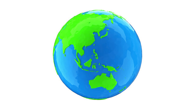 Low poly model of the earth globe on a white background.