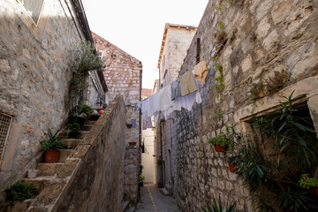 Fototapeta na wymiar Medieval street. Old town of Dubrovnik, Croatia