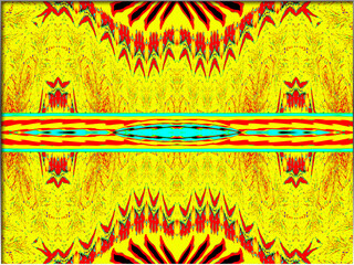 Abstract, Oriental Style, Shapes and Patterns, Yellow, Red, and Brown, within a Border