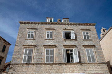 Fototapeta na wymiar Medieval buildings inside the historic fortress of Dubrovnik. Croatia