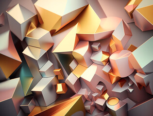 Holographic abstract background featuring a Cubism-inspired design with geometric shapes and bold, vibrant colors. The interplay of light and shadow creates a dynamic and futuristic feel.