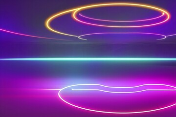 abstract neon flashes and beams of light, space background, strobe light, generative ai