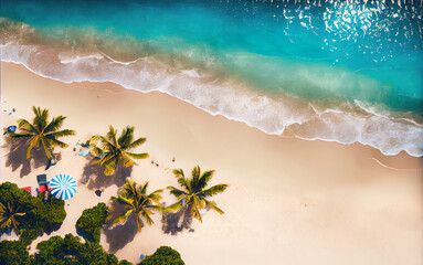Sunny summer beach with palms