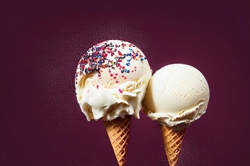 ice cream, ice cream cone, refreshing dessert, milky summer dessert, generative ai