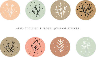 aesthetic circle journal sticker with retro modern color design