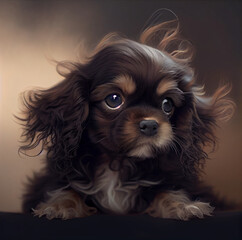 Naklejka premium Adorable Spaniel Puppy. Generative ai