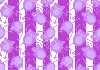 Fototapeta premium Cartoon animals seamless funny frogs pattern for wrapping paper and kids clothes print and fabrics and linens