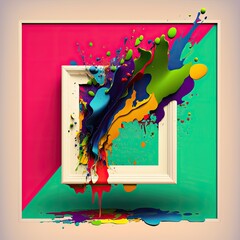 abstract colourful background with black frame, generative ai