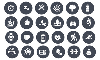 Healthy Lifestyle and Eating Icons vector design