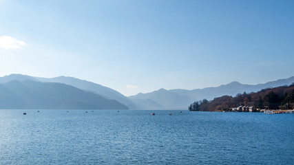 The beautiful autumn scenes at Lake Ashi	