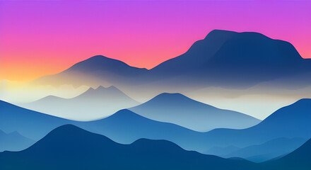 Simple Graphic Mountain Silhouette Landscape #50