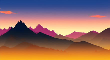 Fototapeta na wymiar Simple Graphic Mountain Silhouette Landscape #49
