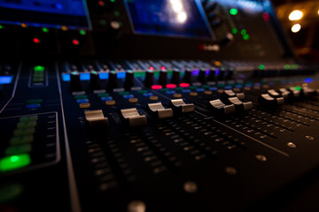 Closeup of sound control panel