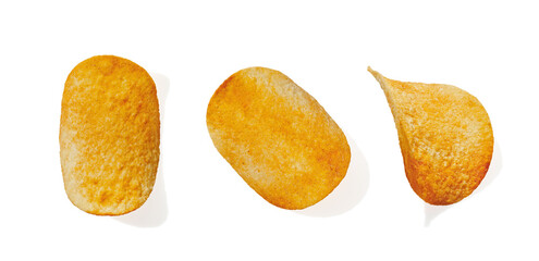 Potato chips isolated on white background